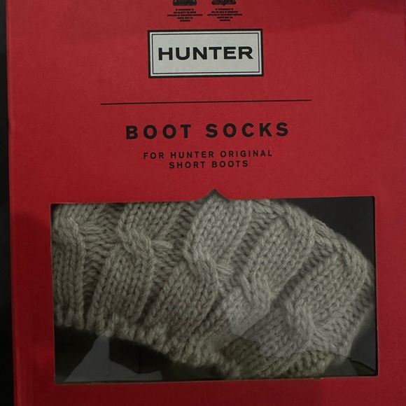 Hunter recycled 6 stitch cable short boot sock GREIGE size M NWT - Picture 6 of 8